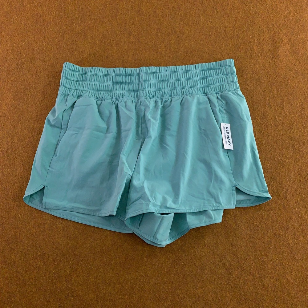 Old Navy Women Large Teal Extra High-Rise Quick Dry Athletic Shorts NWT